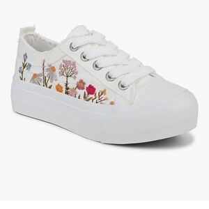 Floral Embroidered White Sneakers NIB